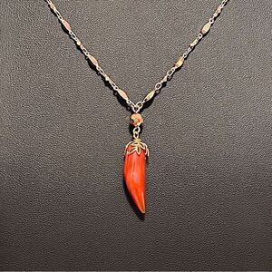 Sequin Jasper Pendant Gold Tone 34” Long Necklace NWT